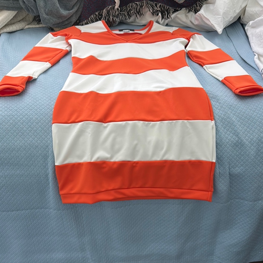 Orange and White Striped Dress